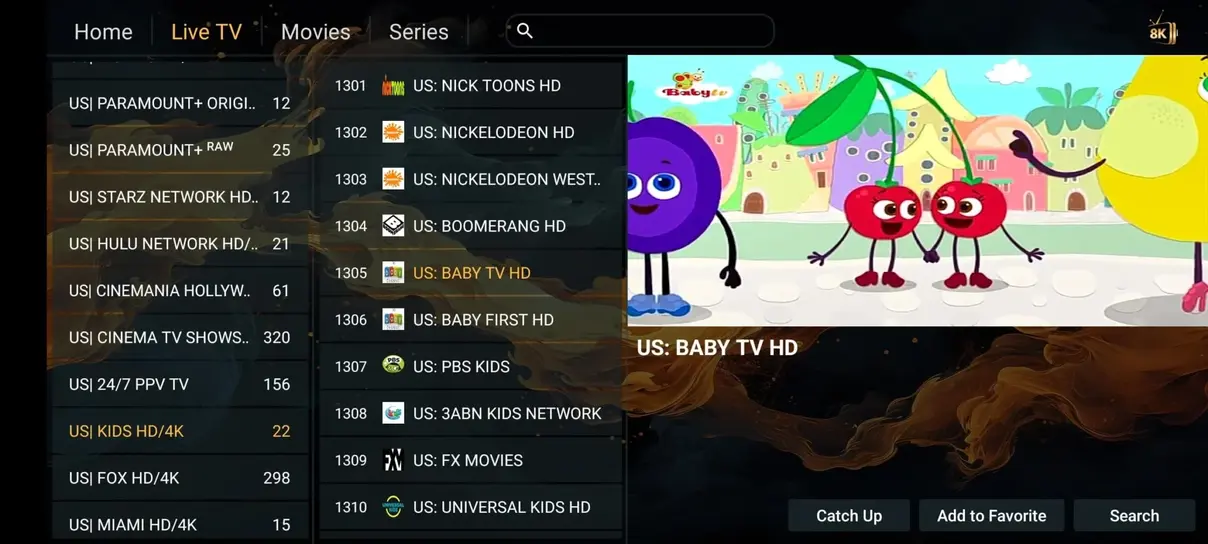 Ember IPTV video on demand movie streaming interface screenshot